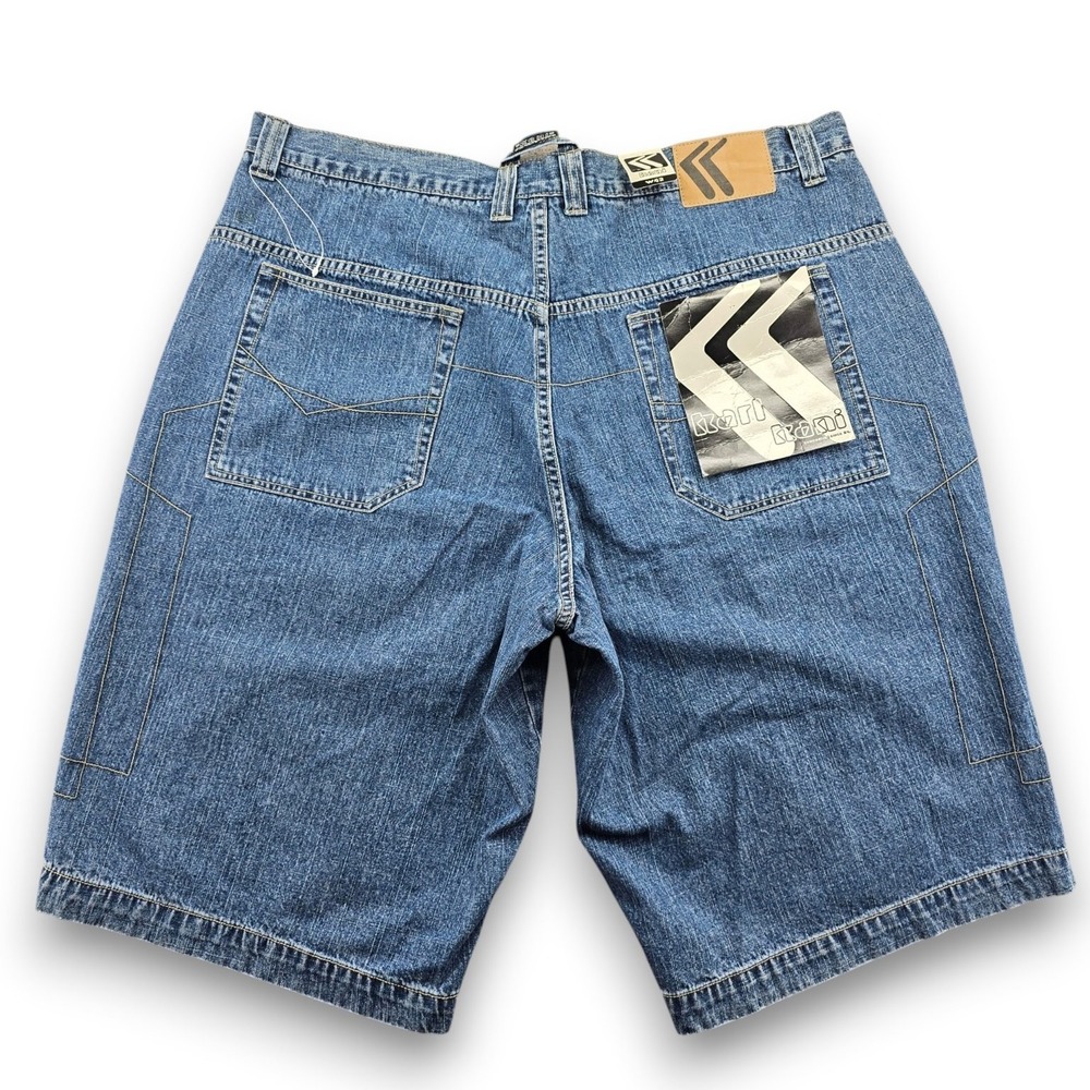 Karl Kani Mens Carpenter Denim Shorts 42 Blue Cotton Baggy Hip Hop Y2K NWT